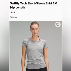 Lululemon swiftly tech short sleeve tshirts cropped to race length size 10